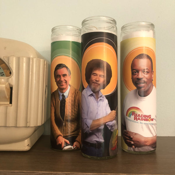 The PBS Saints Collection featuring Mr. Rogers, Bob Ross, and LaVar Burton