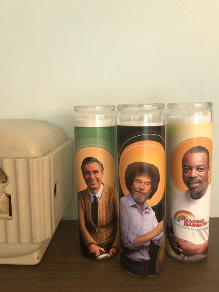 The PBS Saints Collection featuring Mr. Rogers, Bob Ross, and LaVar Burton
