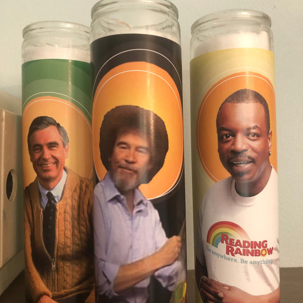 The PBS Saints Collection featuring Mr. Rogers, Bob Ross, and LaVar Burton