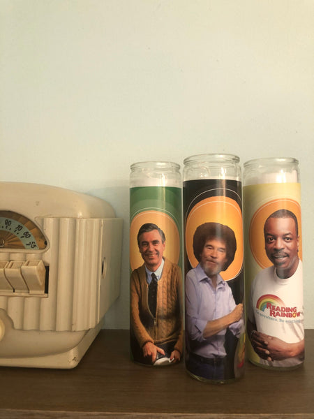 The PBS Saints Collection featuring Mr. Rogers, Bob Ross, and LaVar Burton