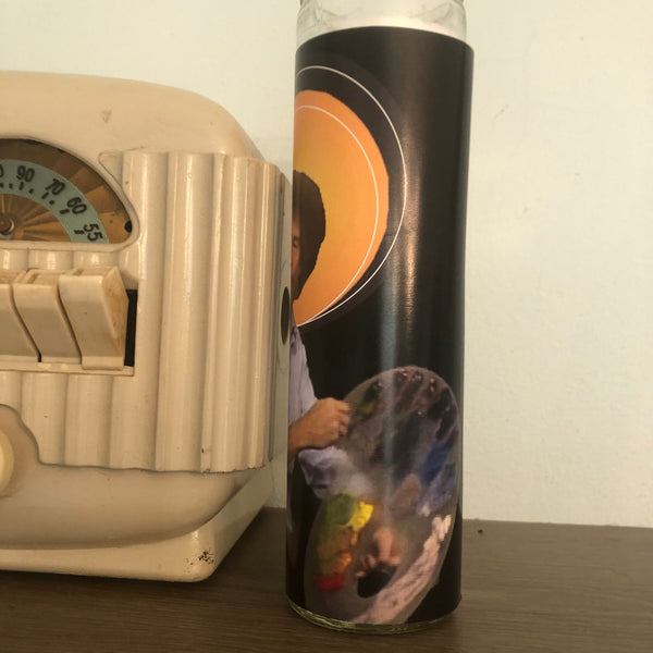 Bob Ross Prayer Candle