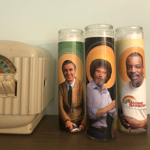 The PBS Saints Collection featuring Mr. Rogers, Bob Ross, and LaVar Burton