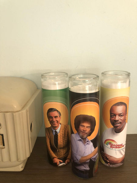The PBS Saints Collection featuring Mr. Rogers, Bob Ross, and LaVar Burton