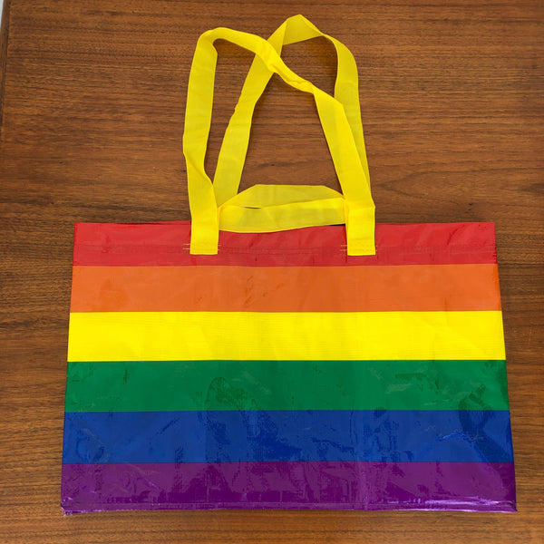 I like the wine not the label rainbow bag