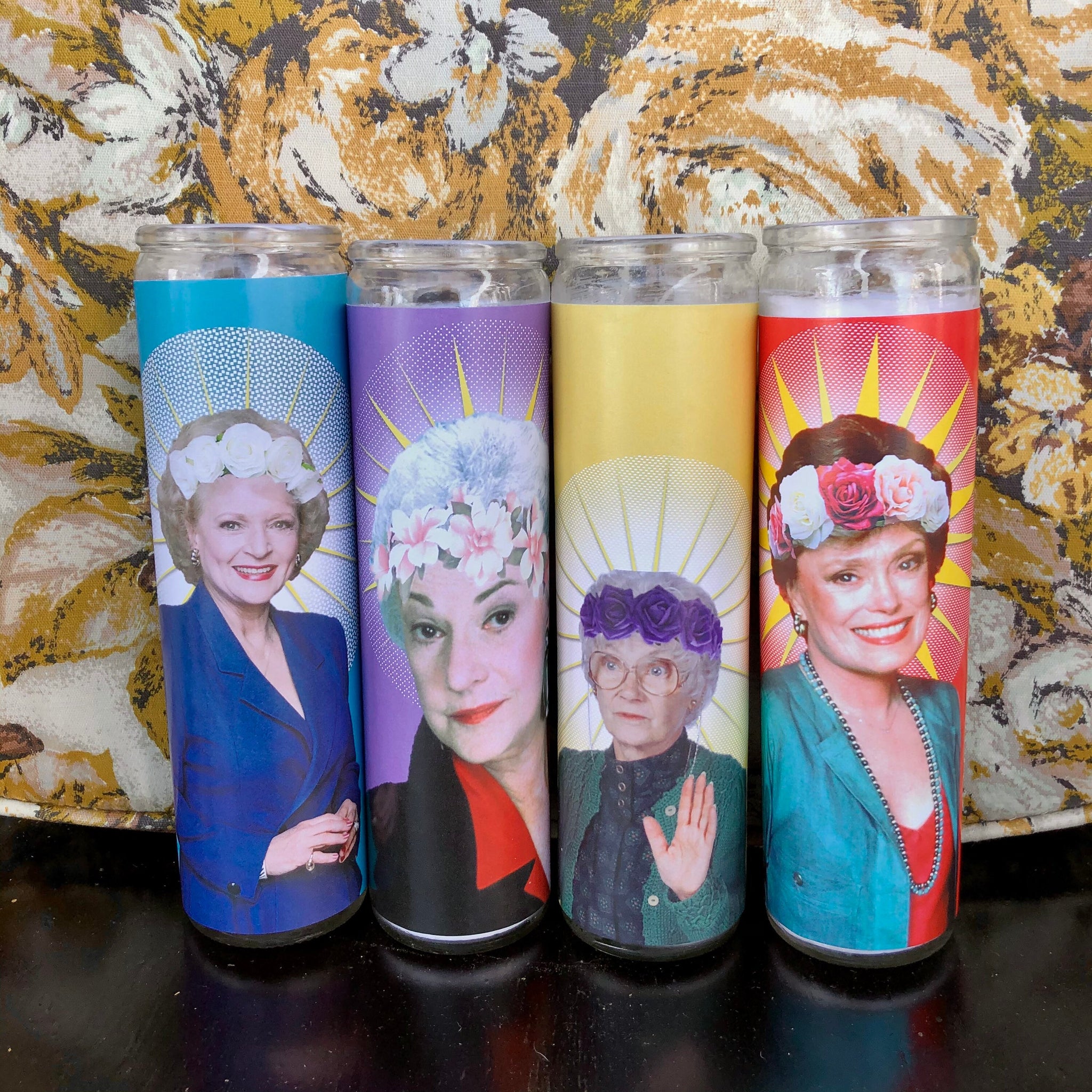 Golden set of 4 GOLDEN GIRLS prayer candles.